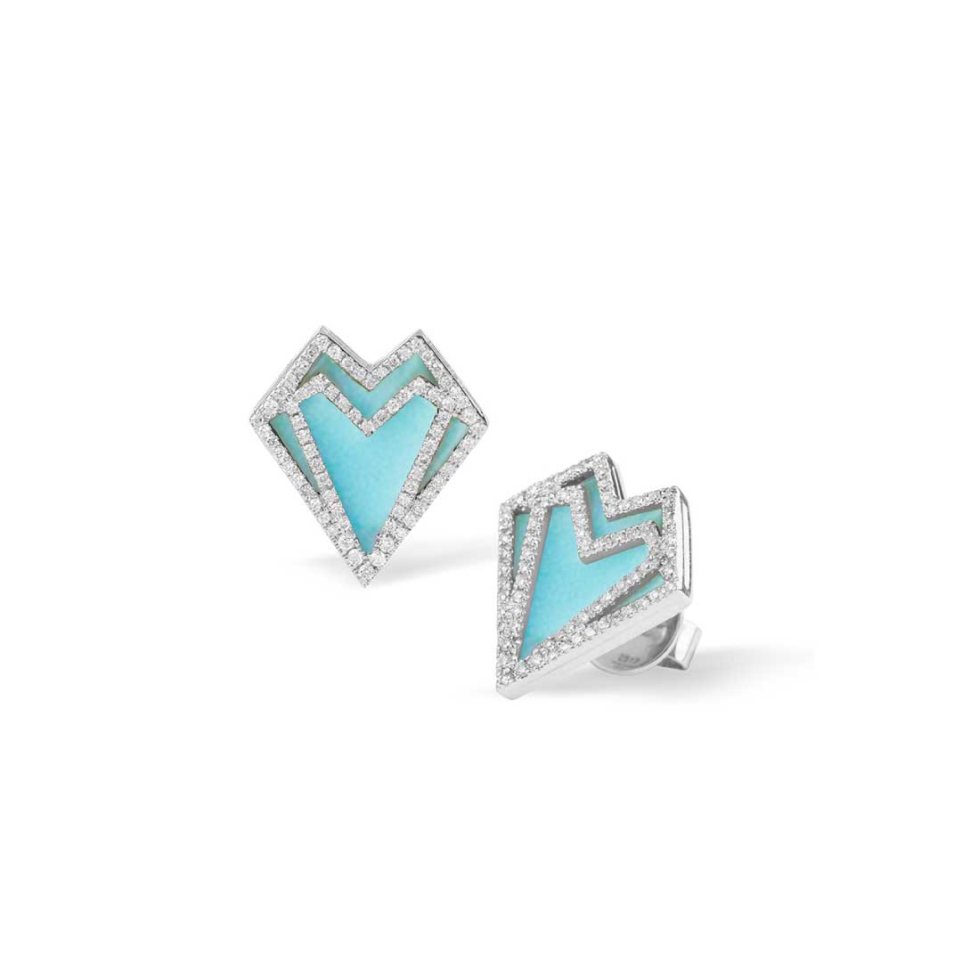 My Heart Earrings - White - Turquoise - Charmaleena Jewellery