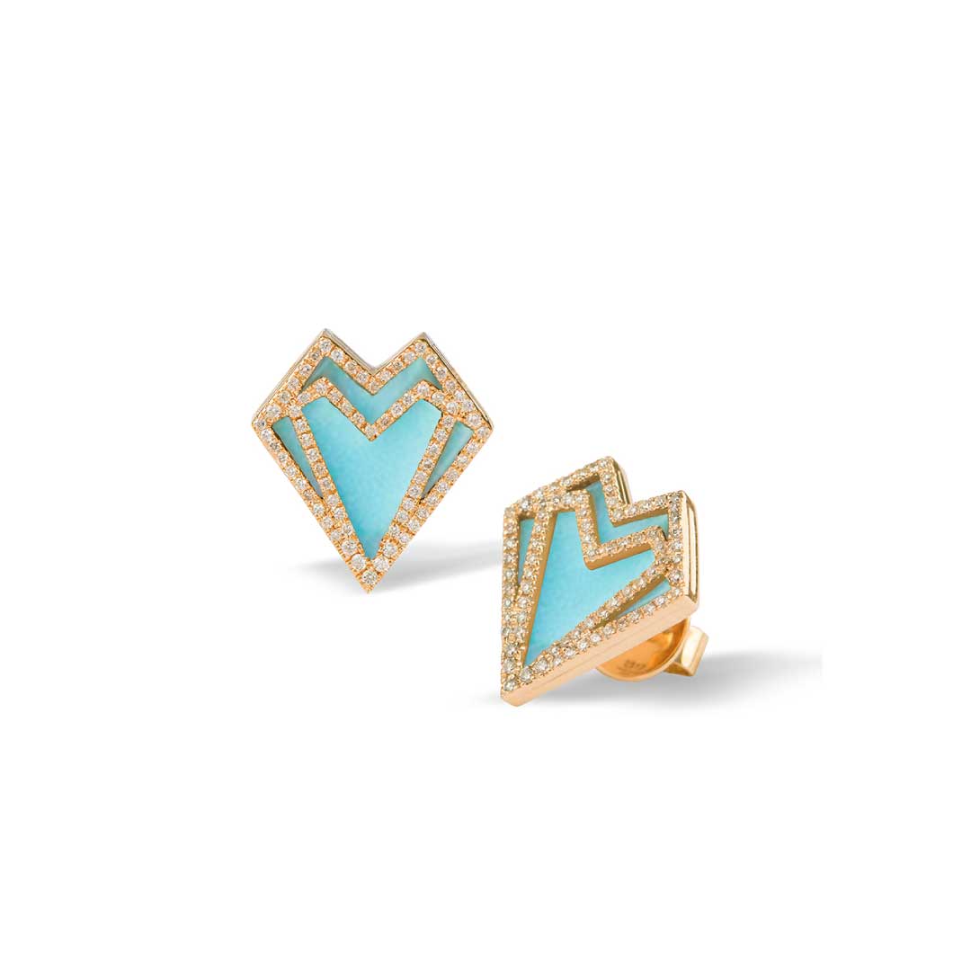 My Heart Earrings - Yellow - Turquoise - Charmaleena Jewellery