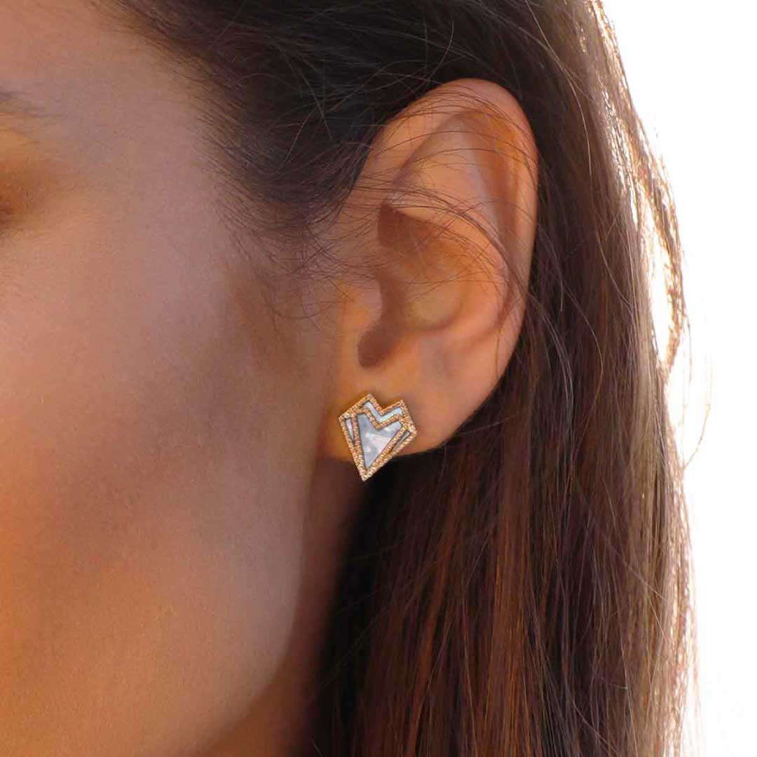 My Heart Earrings - Rose - White - Charmaleena Jewellery