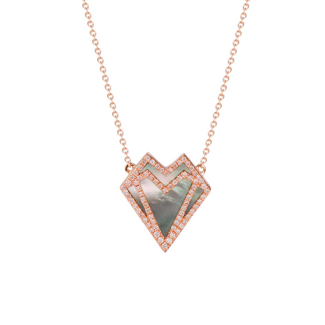 My Heart Necklace - Rose - Grey - Charmaleena Jewellery
