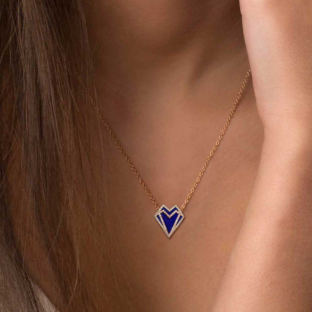 My Heart Necklace - Yellow - Blue - Charmaleena Jewellery