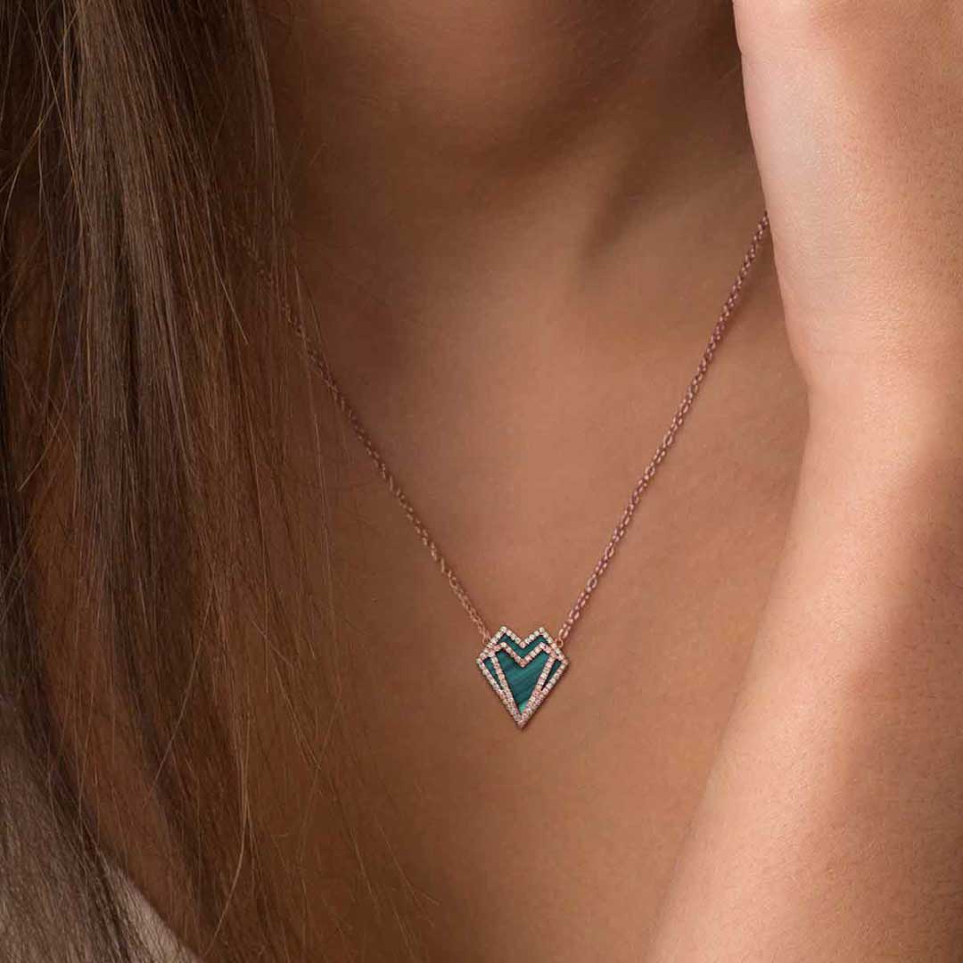 My Heart Necklace - Rose - Green - Charmaleena Jewellery