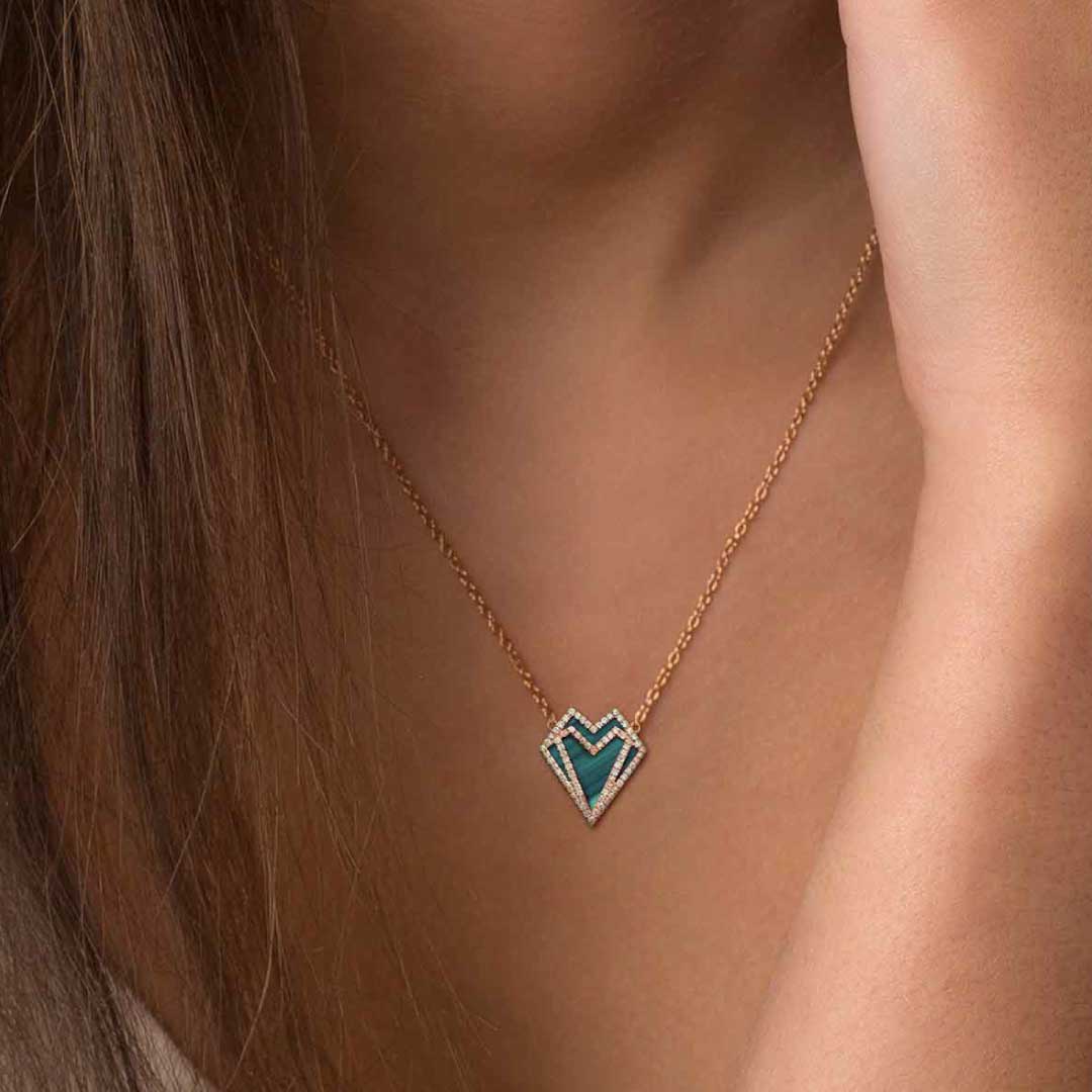 My Heart Necklace - Yellow - Green - Charmaleena Jewellery