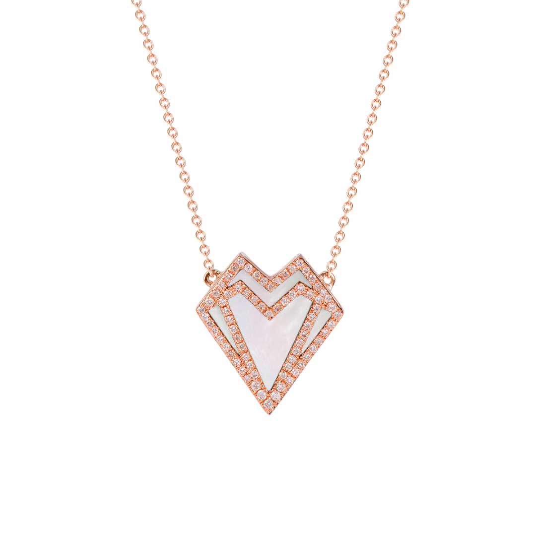 My Heart Necklace - Rose - White - Charmaleena Jewellery