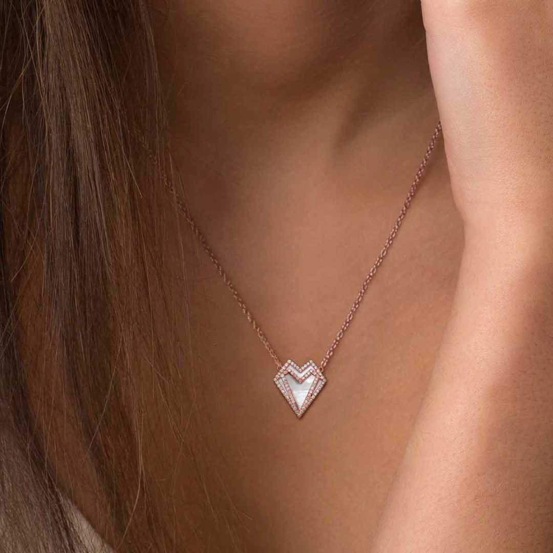 My Heart Necklace - Rose - White - Charmaleena Jewellery