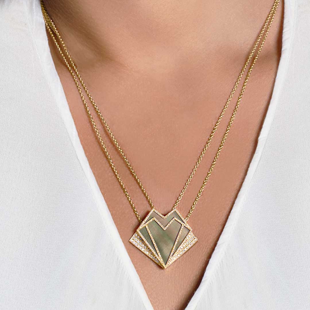 My Heart Pendant - Yellow - Grey - Charmaleena Jewellery