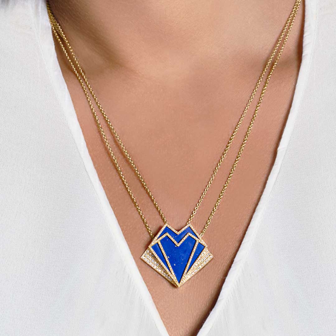 My Heart Pendant - Yellow - Blue - Charmaleena Jewellery