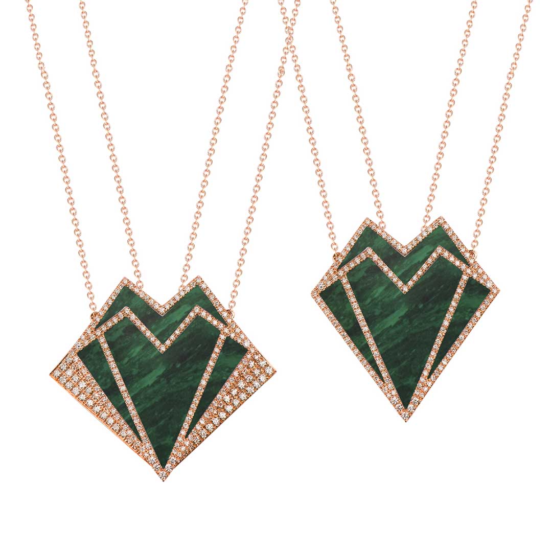 My Heart Pendant - Rose - Green - Charmaleena Jewellery