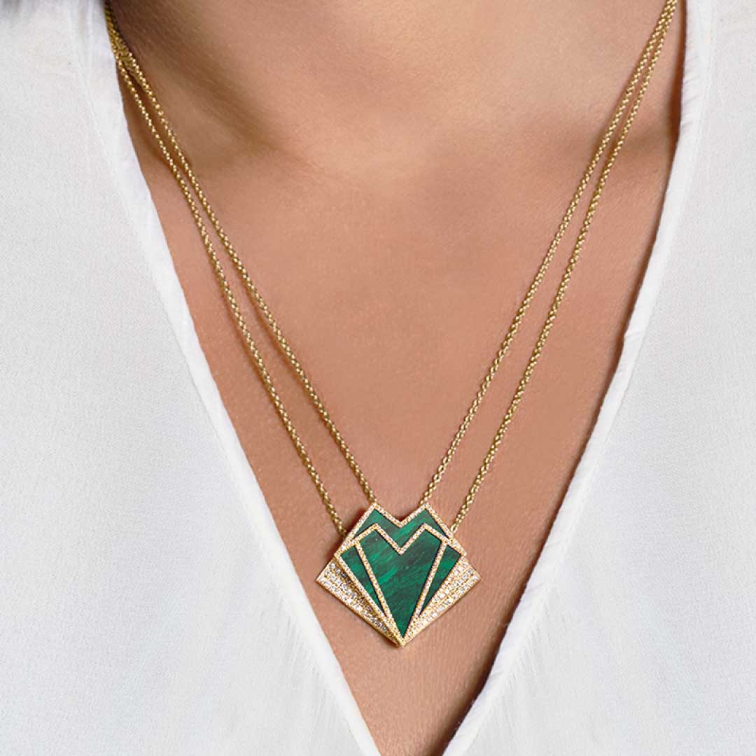 My Heart Pendant - Rose - Green - Charmaleena Jewellery