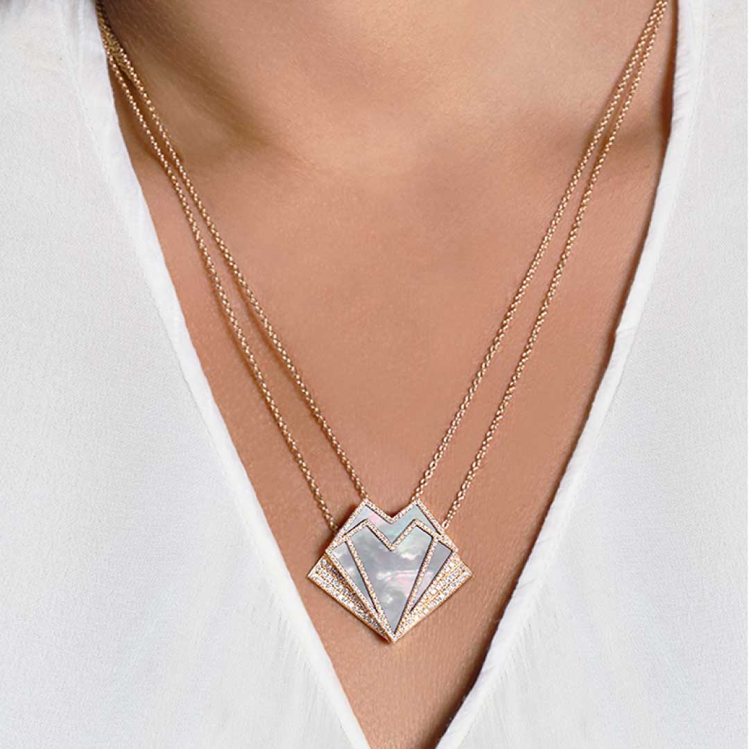 My Heart Pendant - Yellow - White - Charmaleena Jewellery