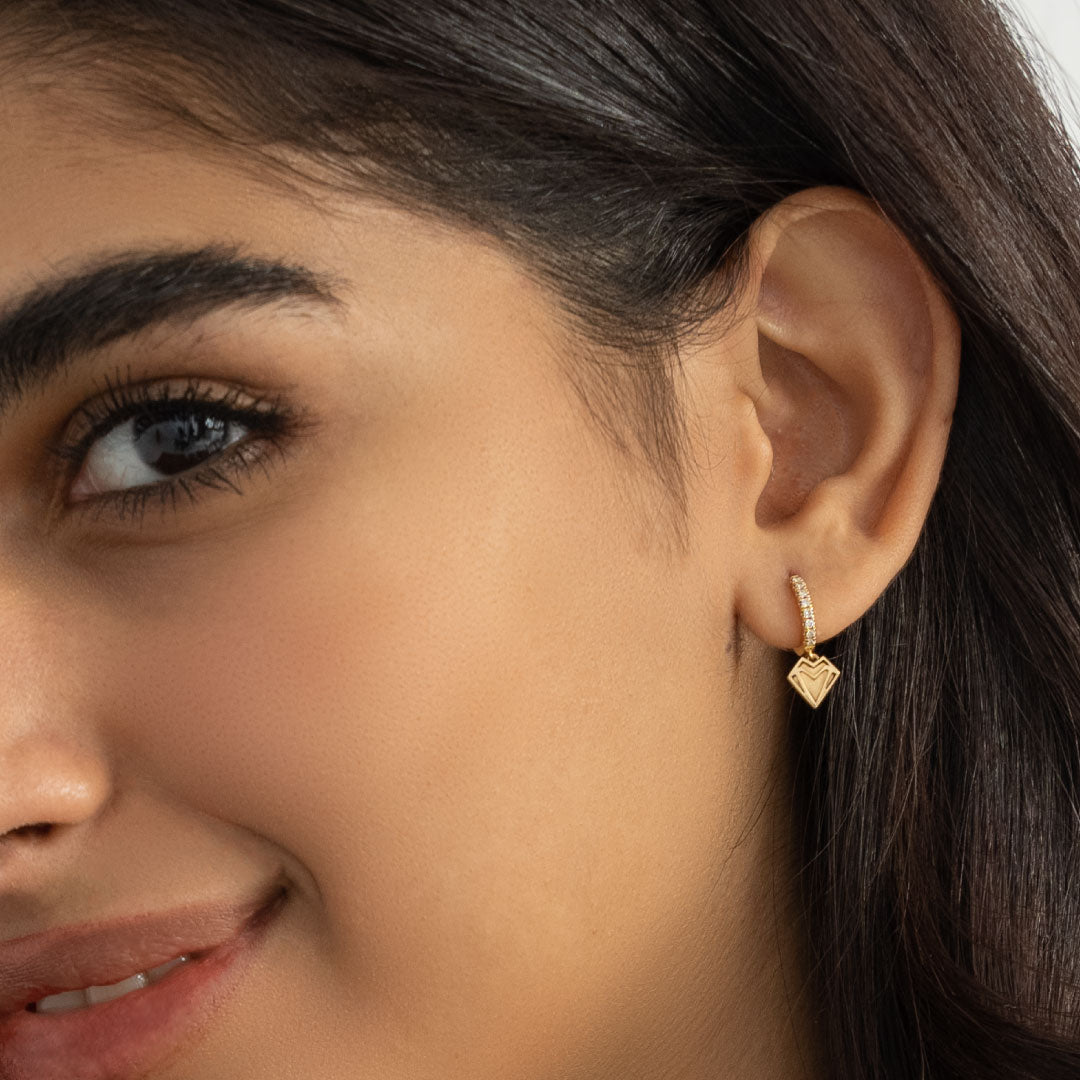 My Heart Petite Hoop Earrings. - Charmaleena Jewellery