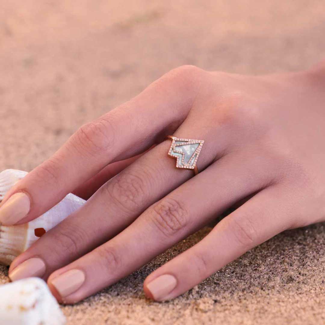 My Heart Ring - Rose - White - Charmaleena Jewellery