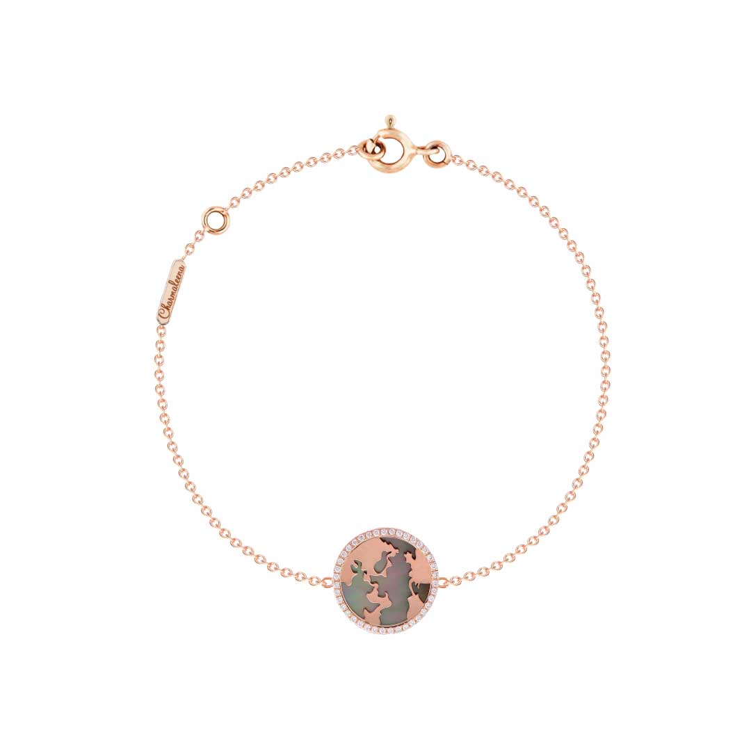 My World Bracelet Grey Mother of Pearl Rose Gold - Charmaleena Jewellery