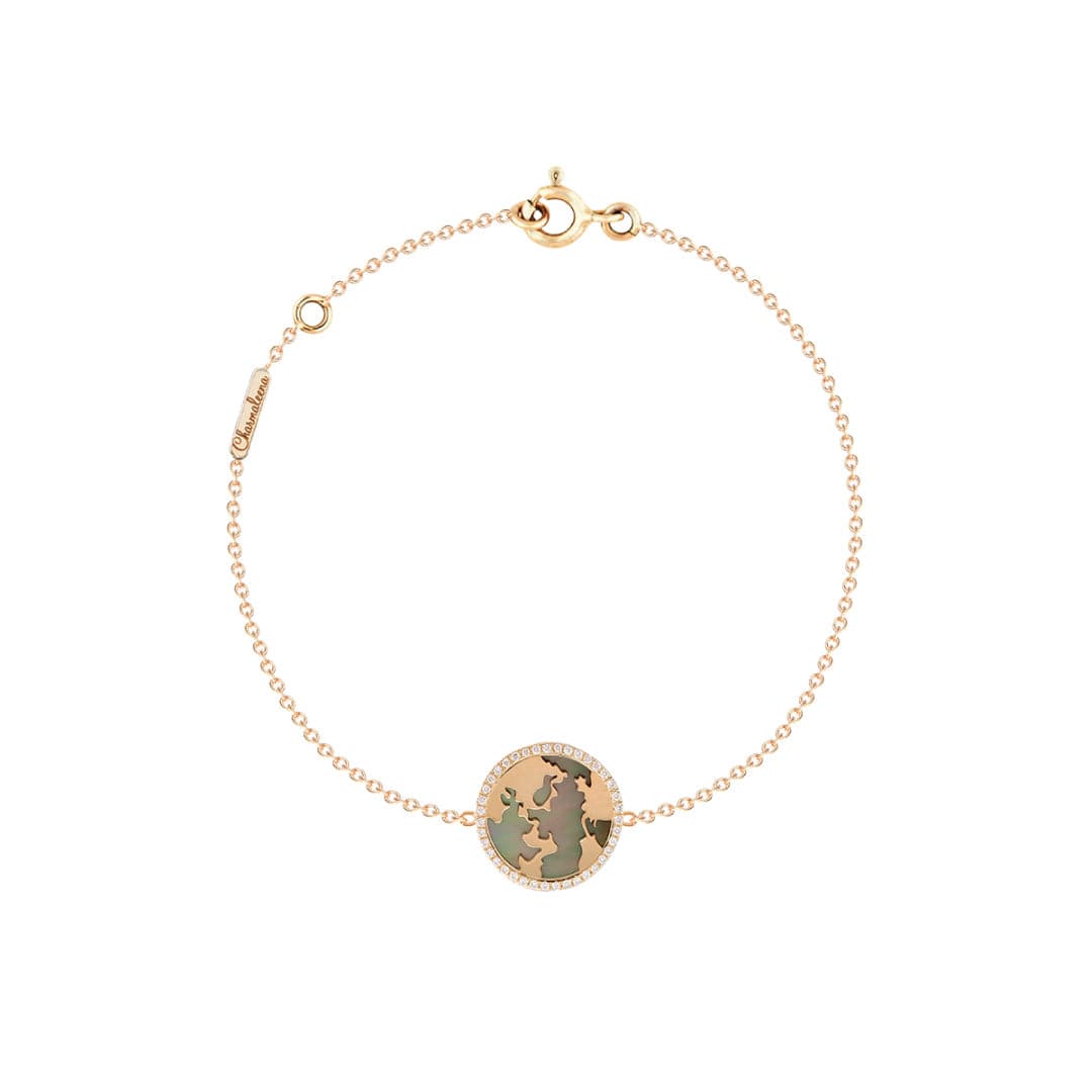 My World Bracelet Grey Mother of Pearl Yellow Gold - Charmaleena Jewellery