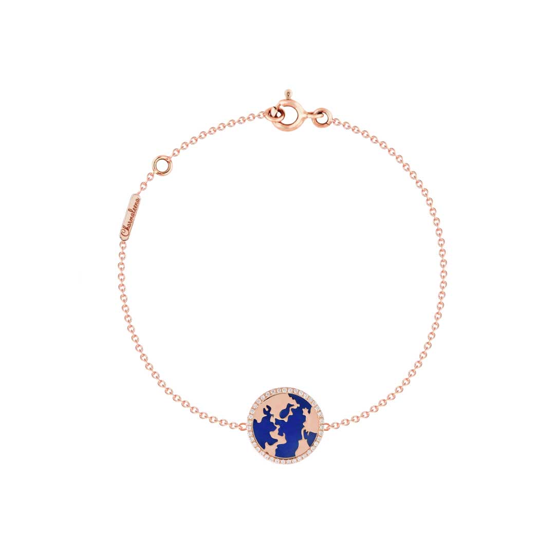 My World Bracelet Lapis Rose Gold - Charmaleena Jewellery