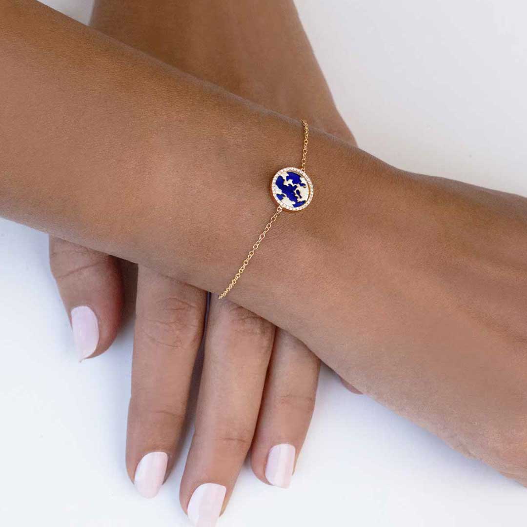 My World Bracelet Lapis Rose Gold - Charmaleena Jewellery