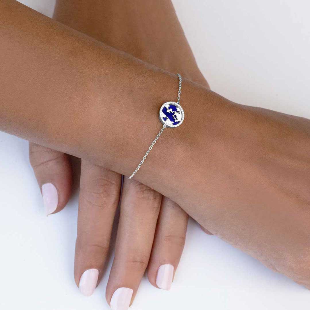 My World Bracelet Lapis White Gold - Charmaleena Jewellery