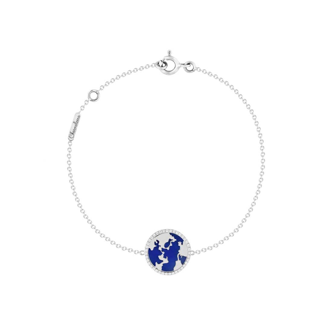 My World Bracelet Lapis White Gold - Charmaleena Jewellery