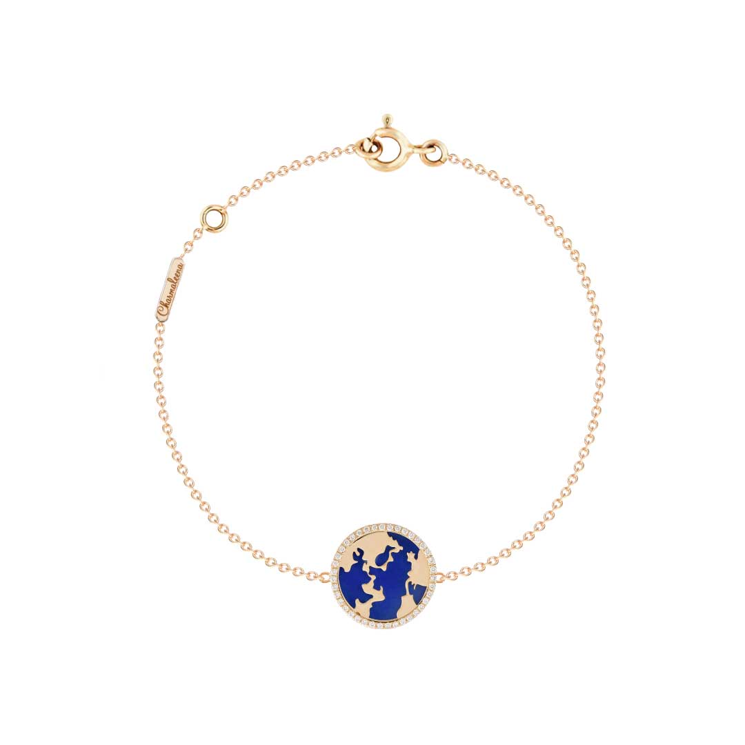 My World Bracelet Lapis Yellow Gold - Charmaleena Jewellery