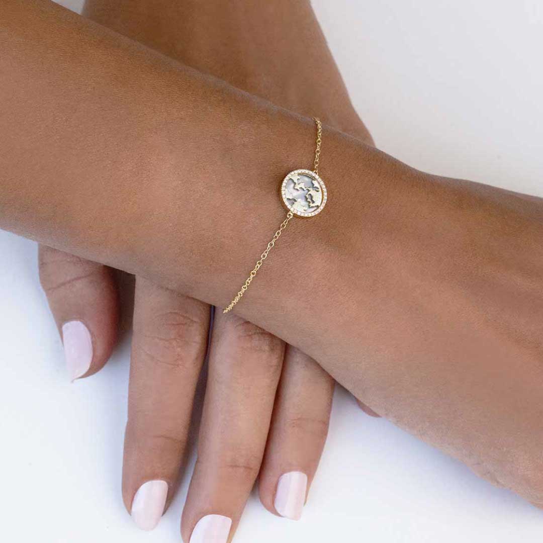 My World Bracelet White Mother of Pearl Rose Gold - Charmaleena Jewellery