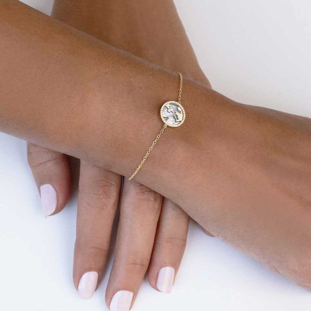 My World Bracelet White Mother of Pearl Yellow Gold - Charmaleena Jewellery