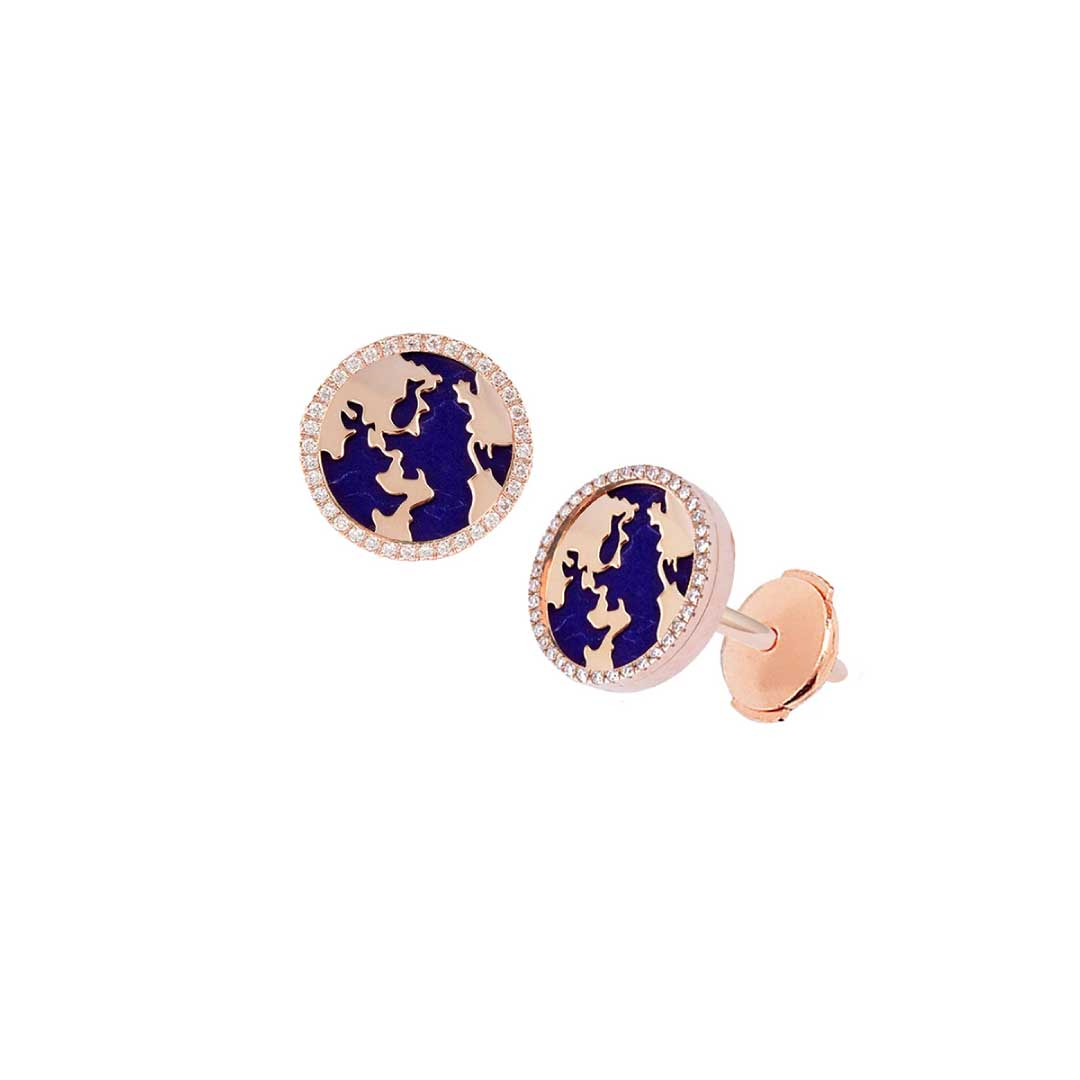 My World Earrings Lapis Rose Gold - Charmaleena Jewellery
