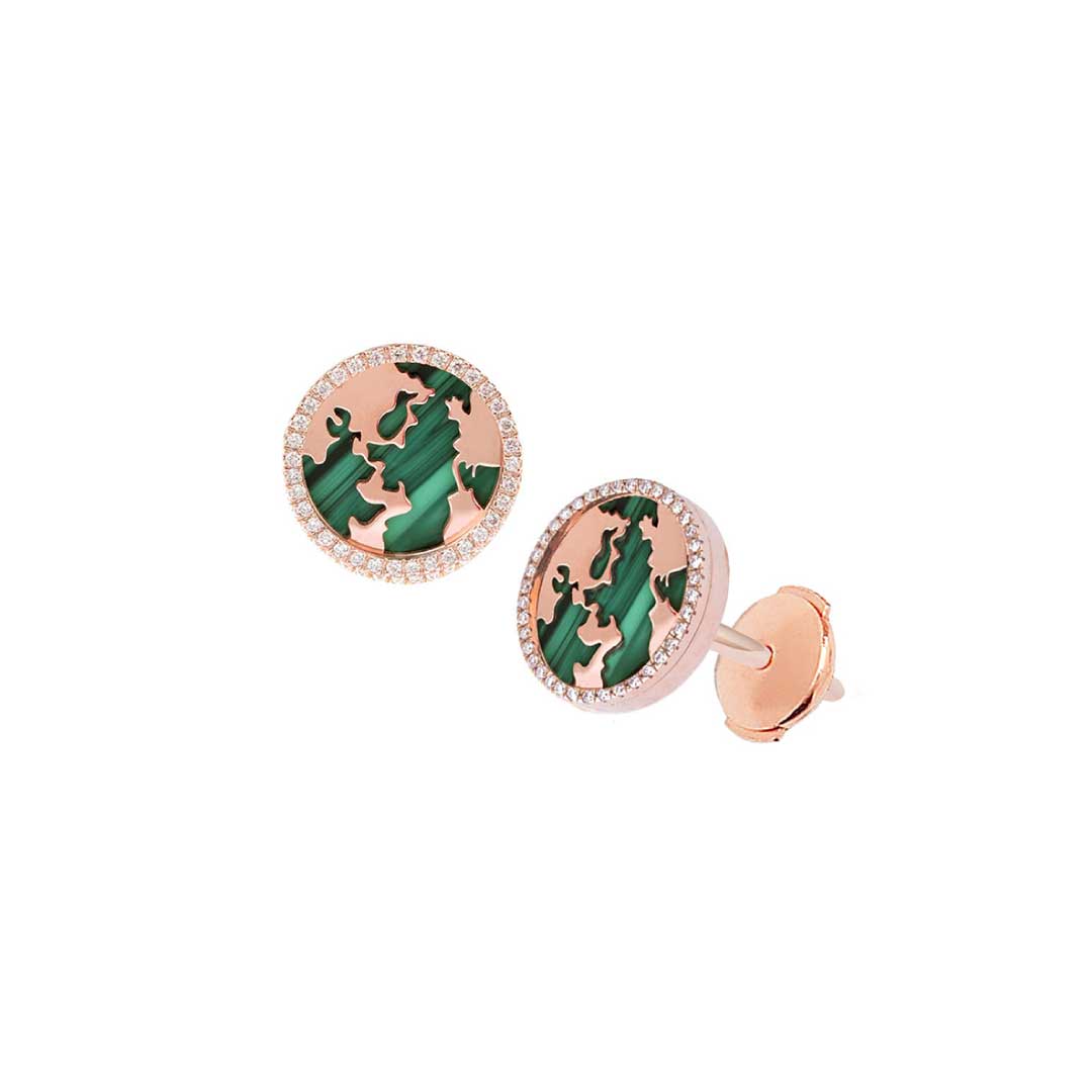 My World Earrings Malachite Rose Gold - Charmaleena Jewellery