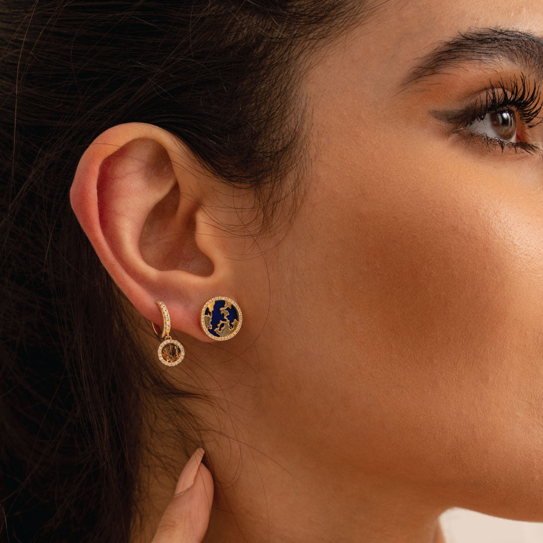 My World Earrings Malachite Rose Gold - Charmaleena Jewellery