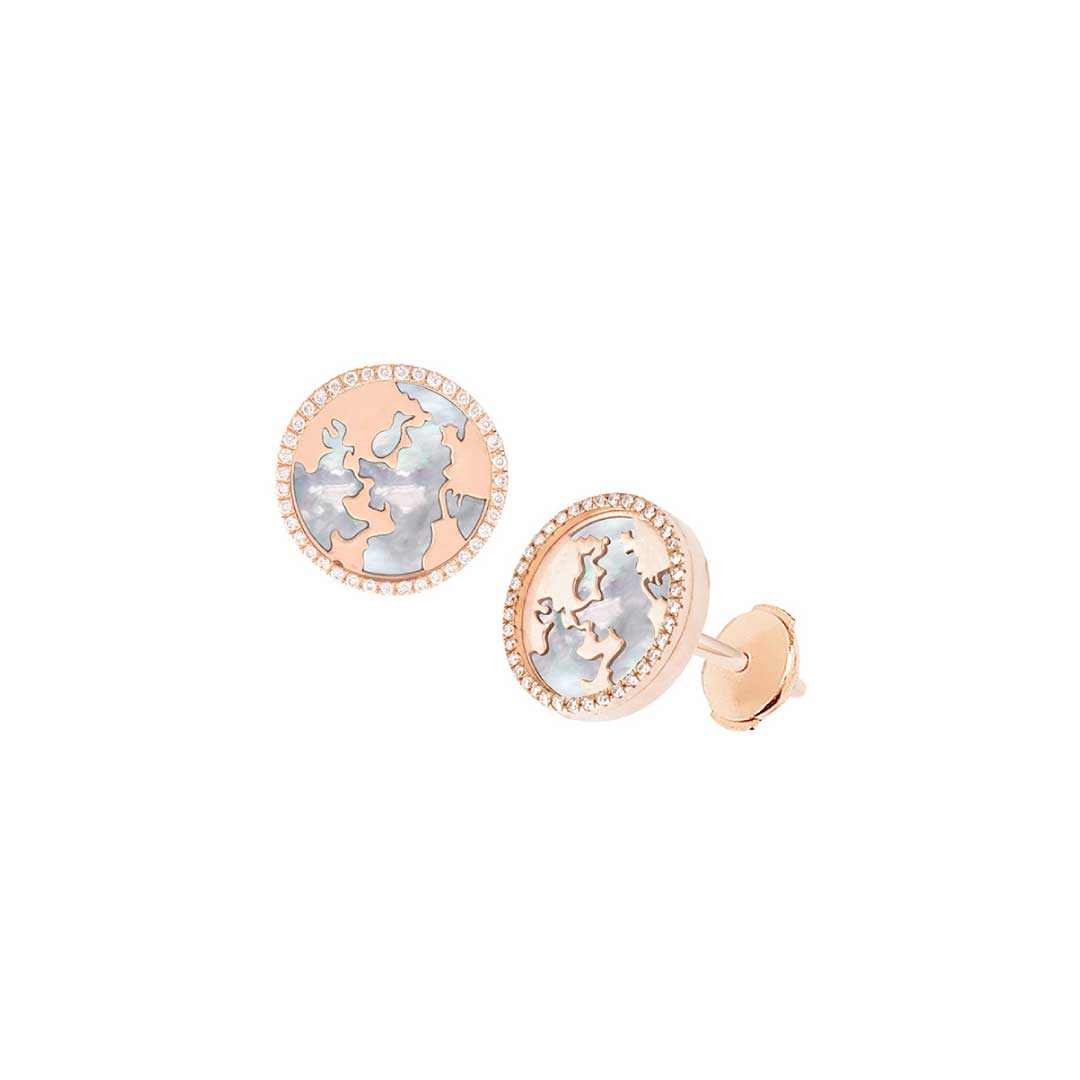 My World Earrings White Mother of Pearl Rose Gold - Charmaleena Jewellery