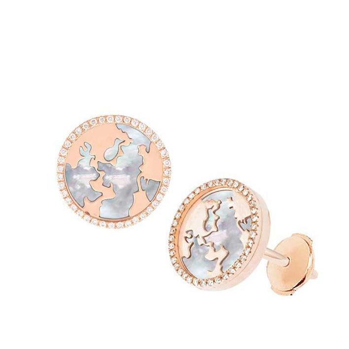 My World Earrings White Mother of Pearl Rose Gold - Charmaleena Jewellery