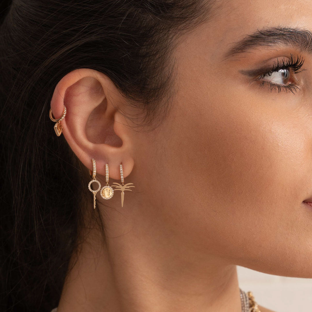 My World Petite Hoop Earrings Yellow Gold with Diamonds - Charmaleena Jewellery