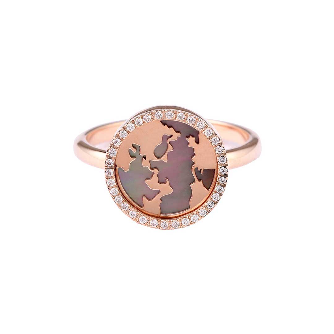 My World Rings Grey Mother of Pearl Rose Gold - Charmaleena Jewellery
