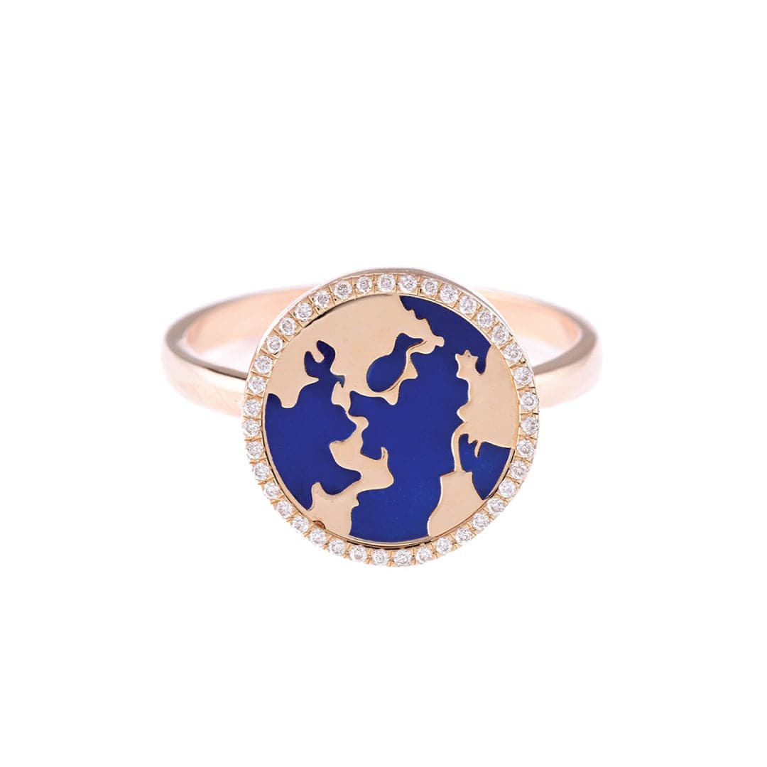 My World Rings Lapis Yellow Gold - Charmaleena Jewellery