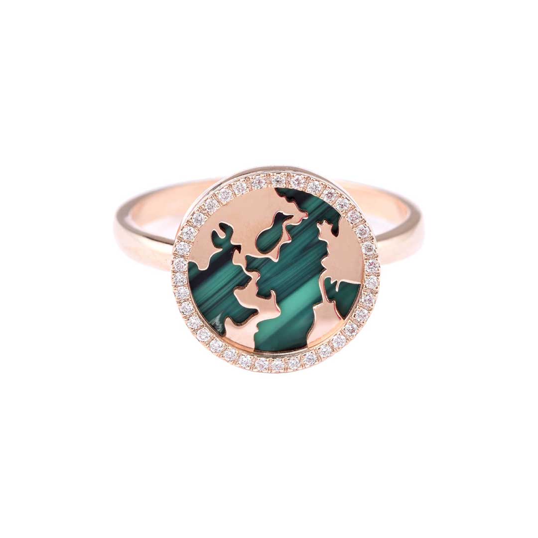 My World Rings Malachite Yellow Gold - Charmaleena Jewellery