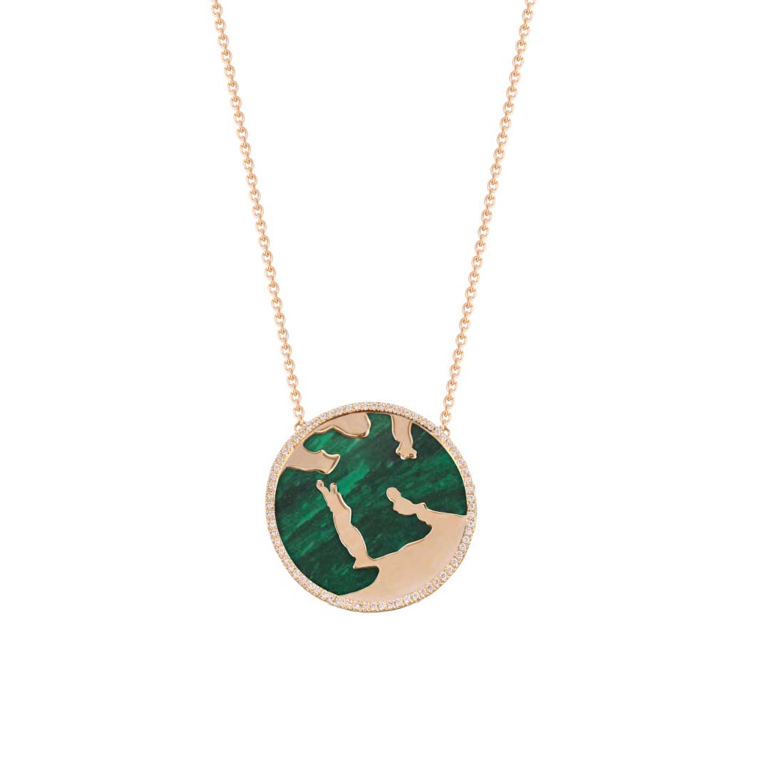 My World Saudi Necklace Malachite Yellow Gold - Charmaleena Jewellery