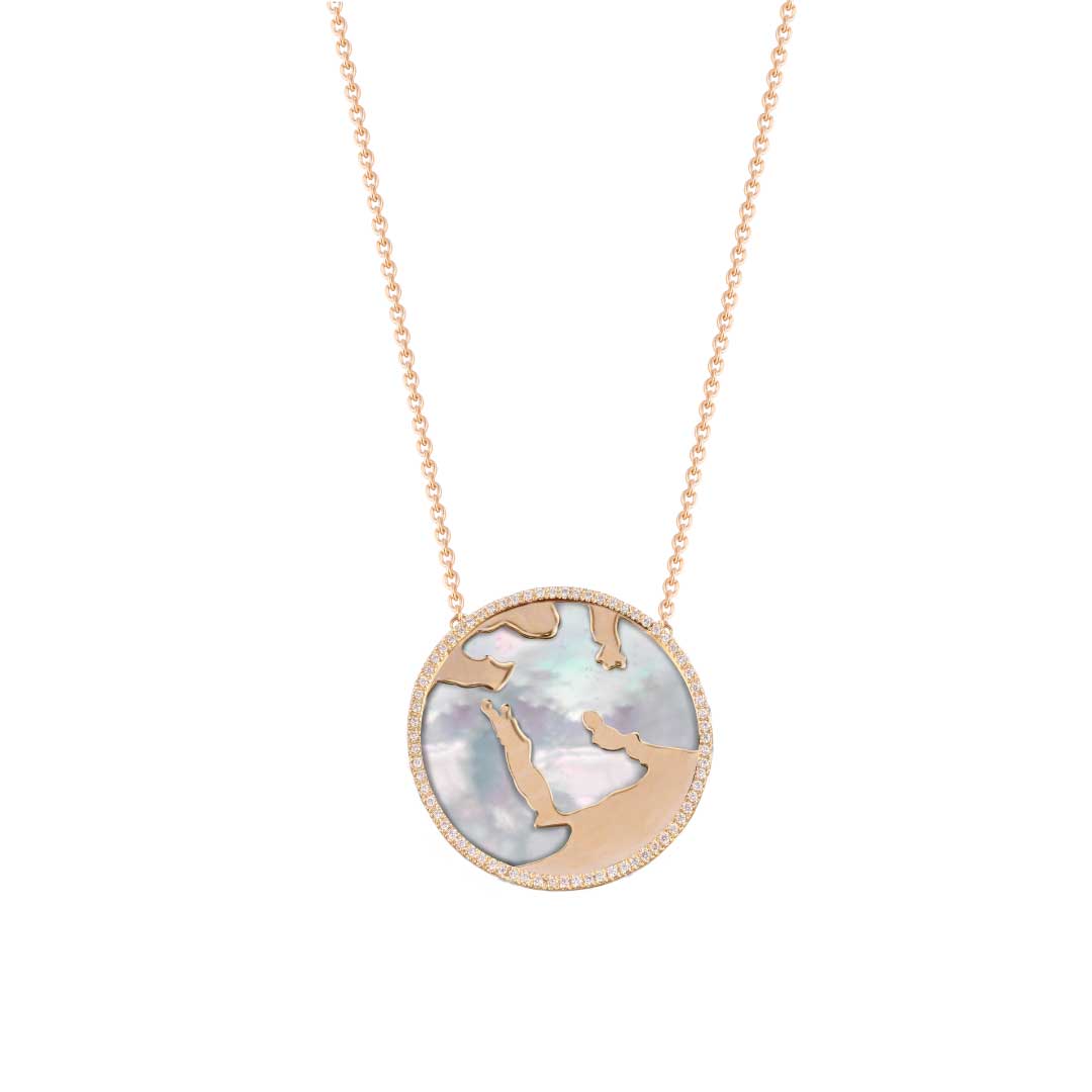 My World Saudi Necklace White Mother of Pearl Yellow Gold - Charmaleena Jewellery