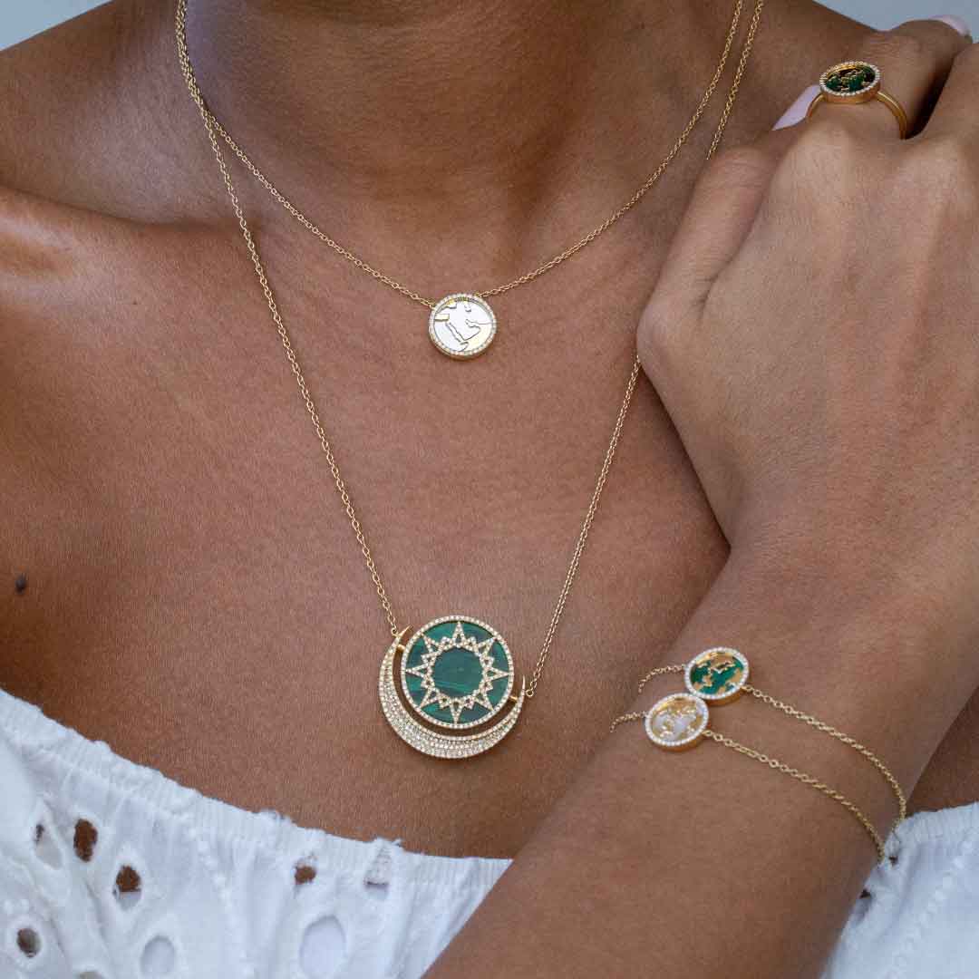 My World Saudi Necklace White Mother of Pearl Yellow Gold - Charmaleena Jewellery