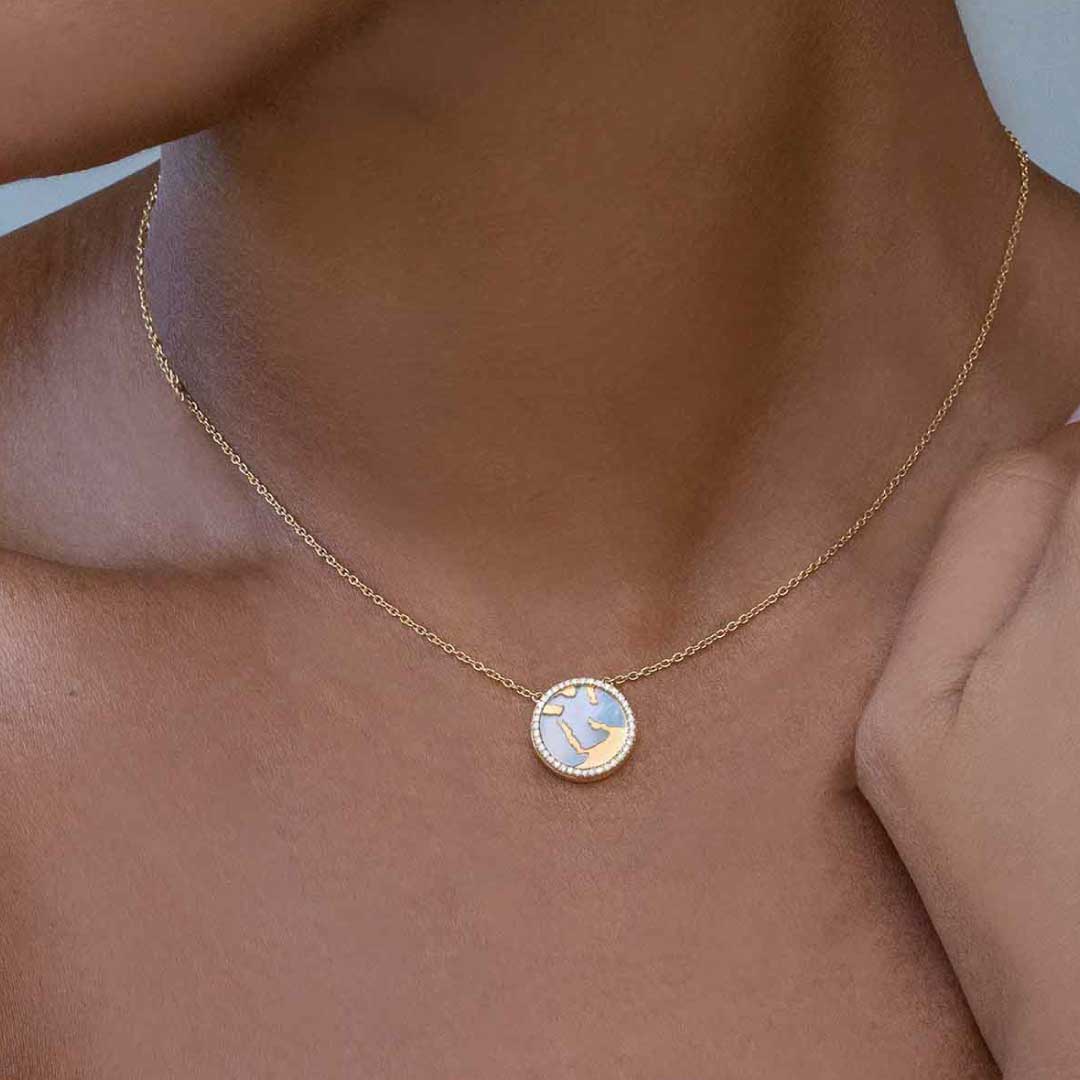 My World Saudi Necklace White Mother of Pearl Yellow Gold - Charmaleena Jewellery