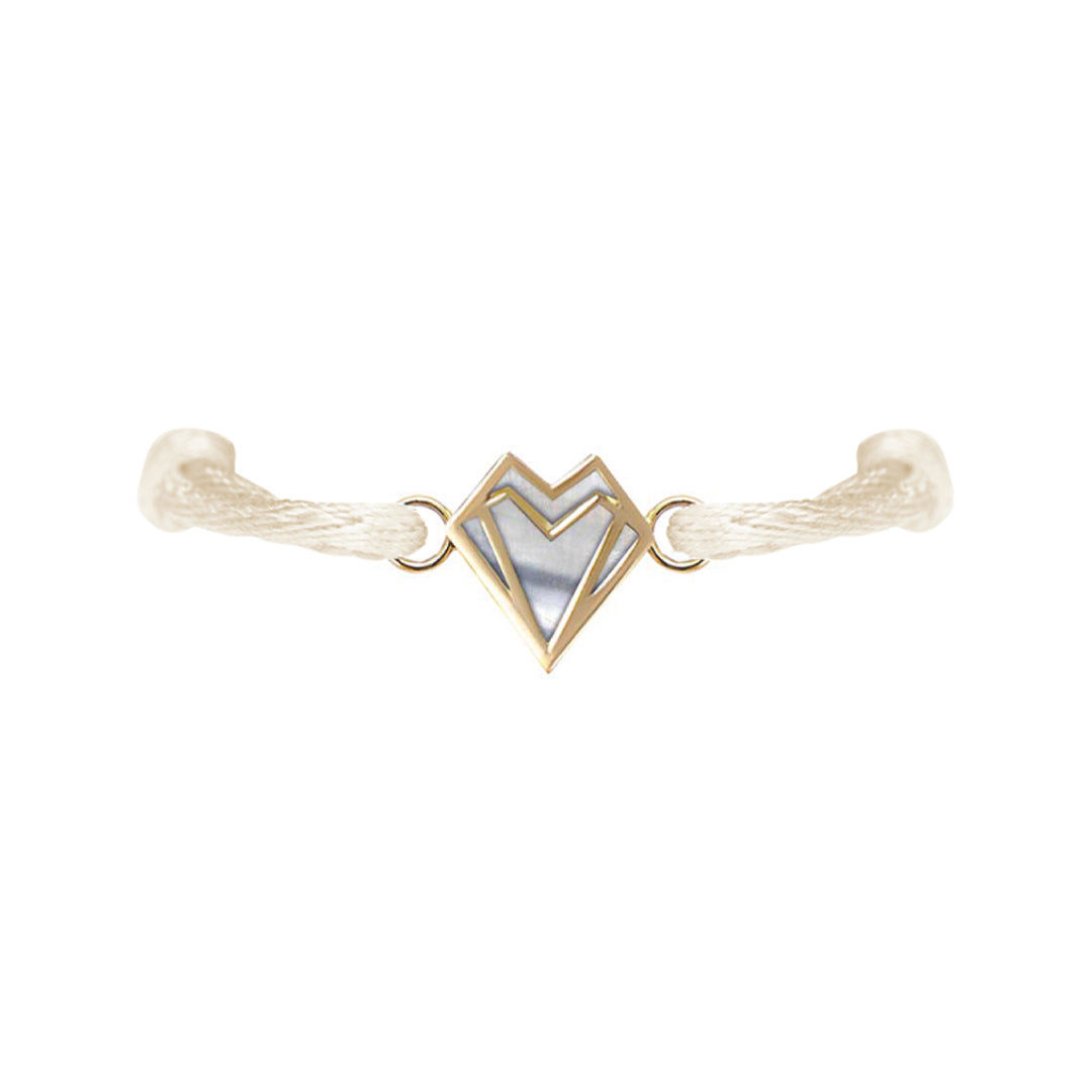 Petite Heart Bracelet White Mother Of Pearl Yellow Gold - Charmaleena Jewellery