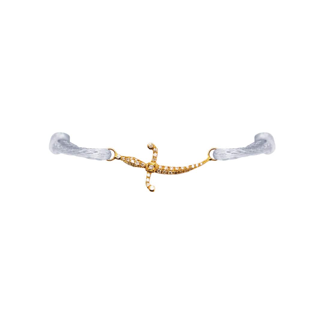 Petite Swords Of Love Pave Bracelet Yellow Gold - Charmaleena Jewellery