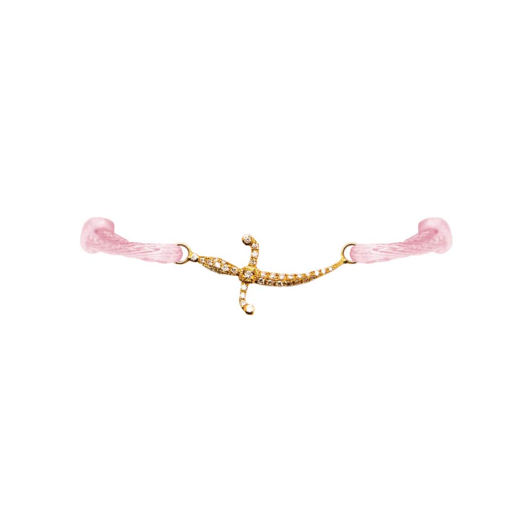 Petite Swords Of Love Pave Bracelet Yellow Gold - Charmaleena Jewellery