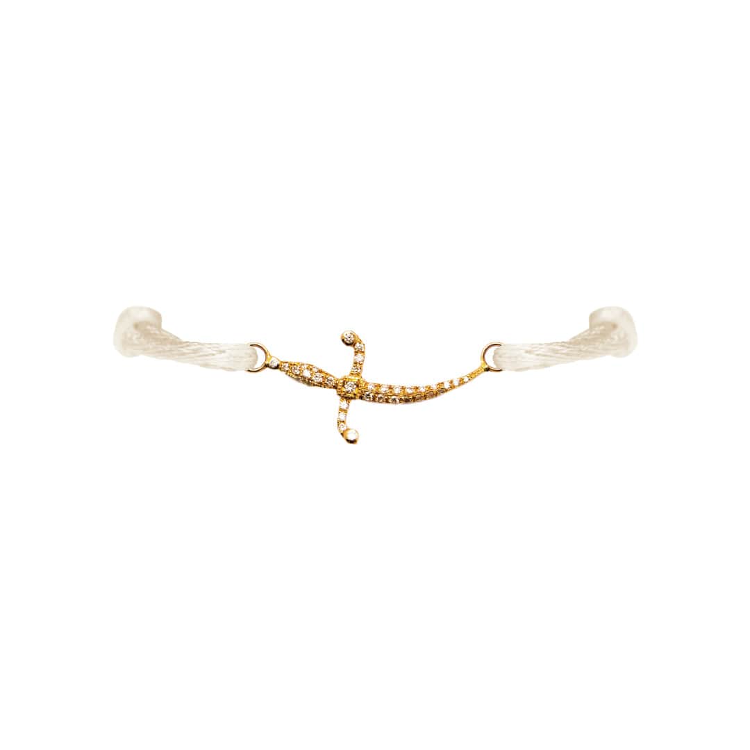 Petite Swords Of Love Pave Bracelet Yellow Gold - Charmaleena Jewellery