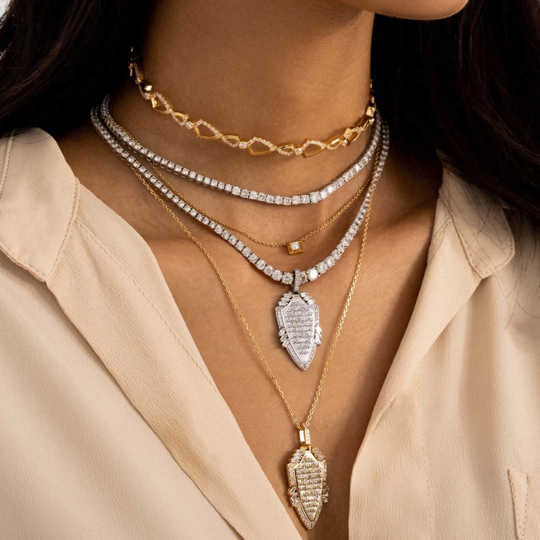 Shield Pendant - Rose - Charmaleena Jewellery