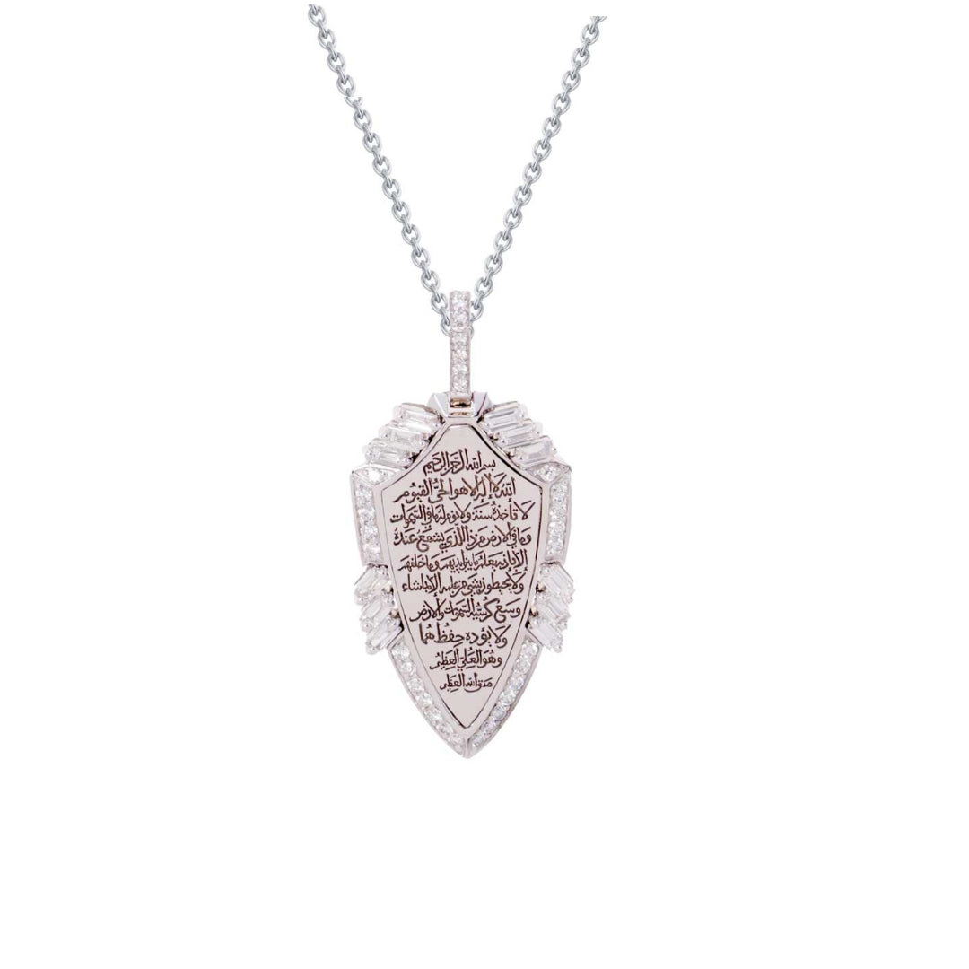 Shield Pendant - White - Charmaleena Jewellery