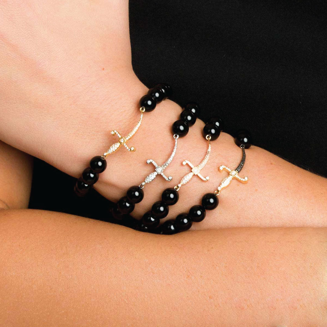 Swords of Love Bracelet - Black - Charmaleena Jewellery