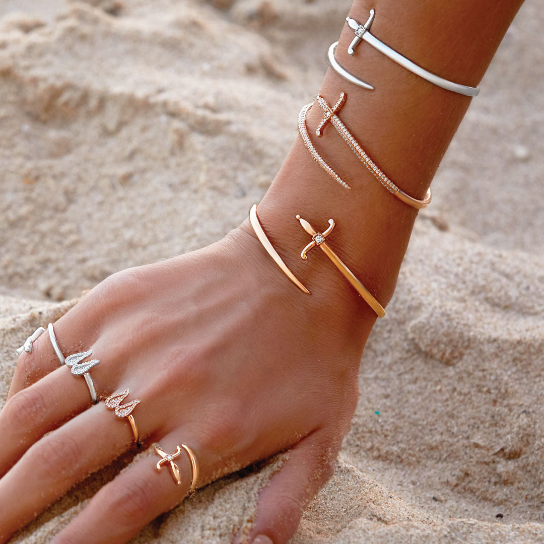 Swords Of Love Cuff Bracelet - Yellow - Charmaleena Jewellery