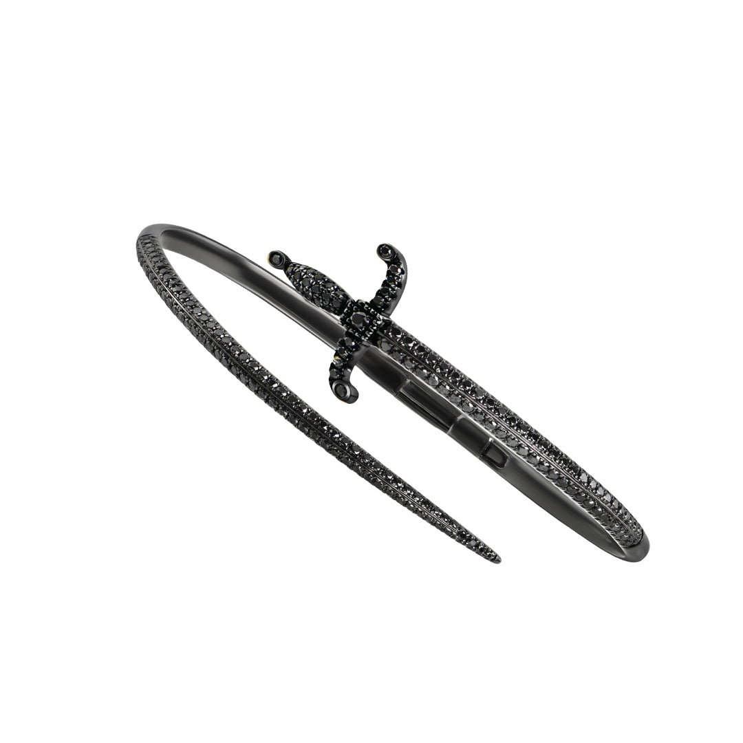 Swords Of Love Cuff Bracelet - Pave - Black - Charmaleena Jewellery