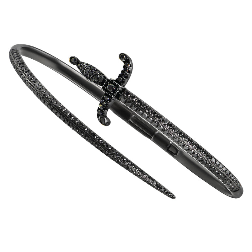 Swords Of Love Cuff Bracelet - Pave - Black - Charmaleena Jewellery