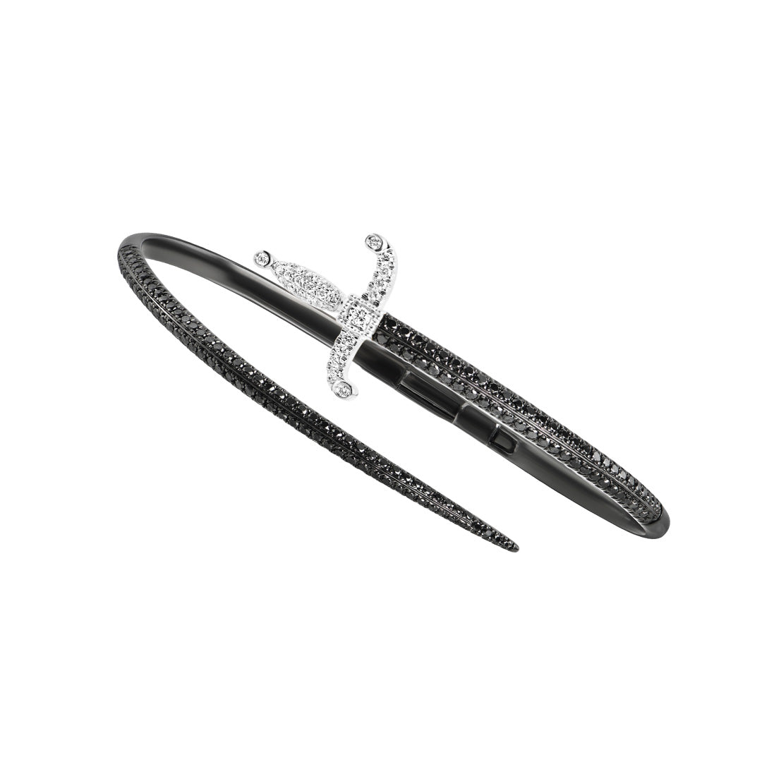 Swords Of Love-Cuff Bracelet - Pave - Black/White - Charmaleena Jewellery
