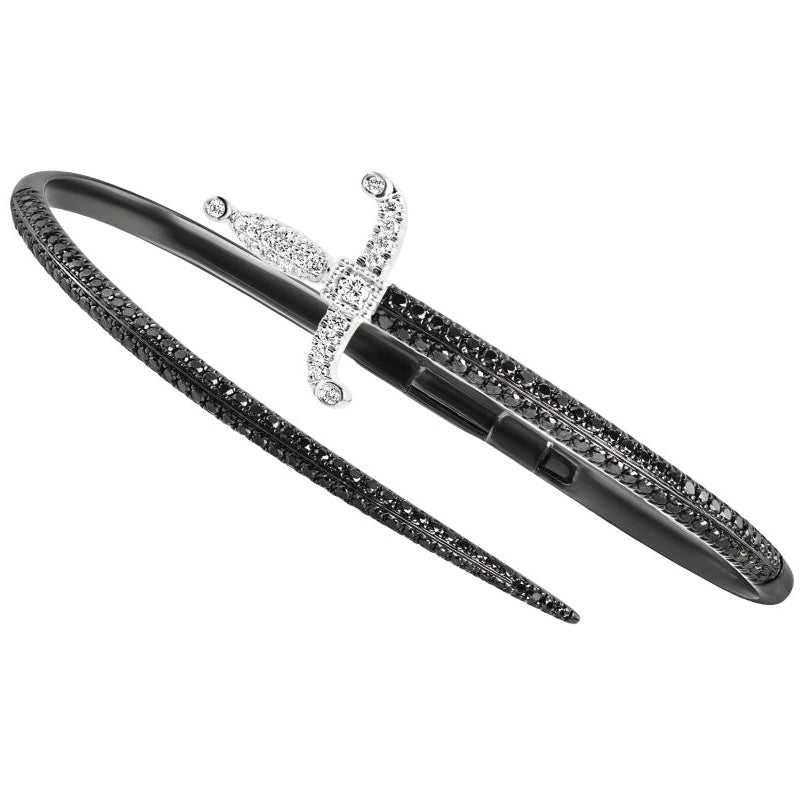 Swords Of Love-Cuff Bracelet - Pave - Black/White - Charmaleena Jewellery
